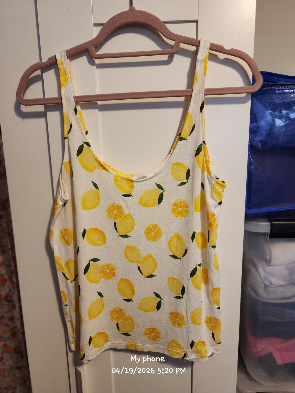 H&M White Lemon Print Tank Top